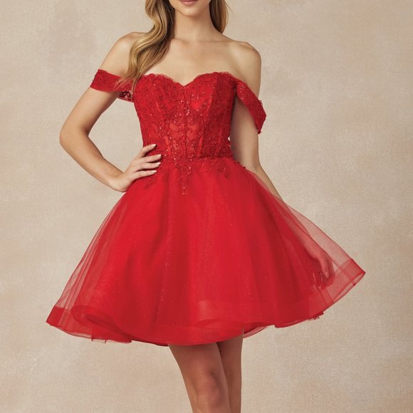 NEW RED SHORT COCKTAIL MINI A-LINE PROM HOMECOMING PARTY...